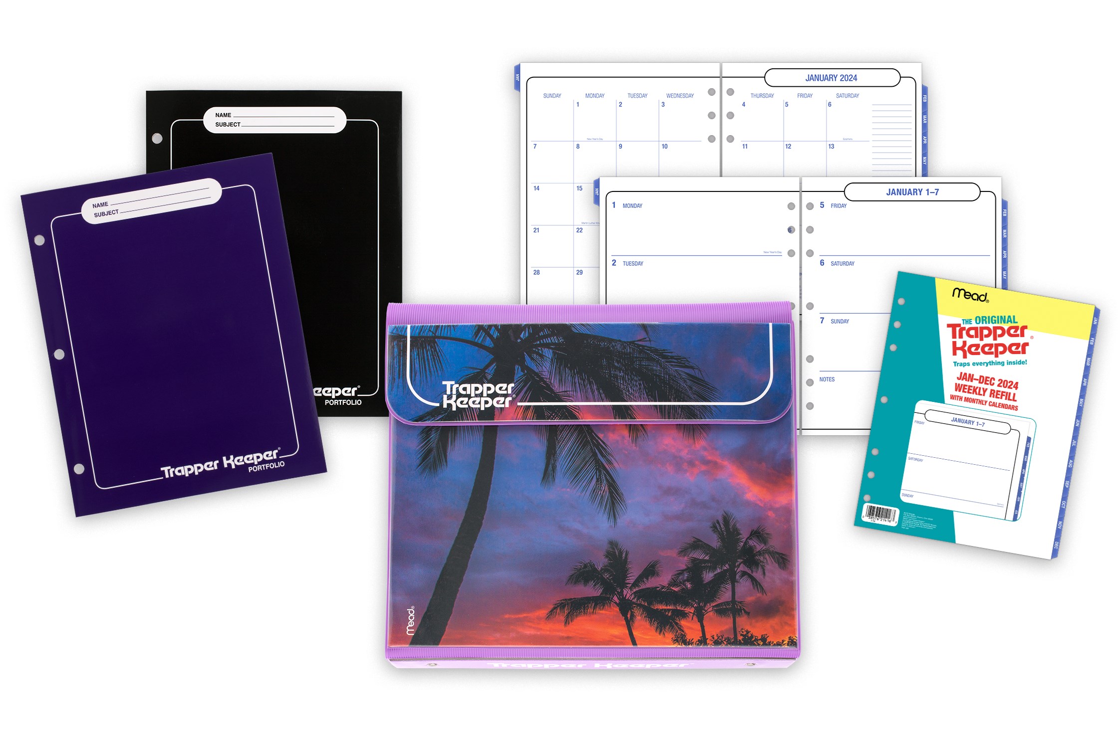 Trapper Keeper® 2024 Weekly Monthly Planning Bundle, Palm Trees, Folio